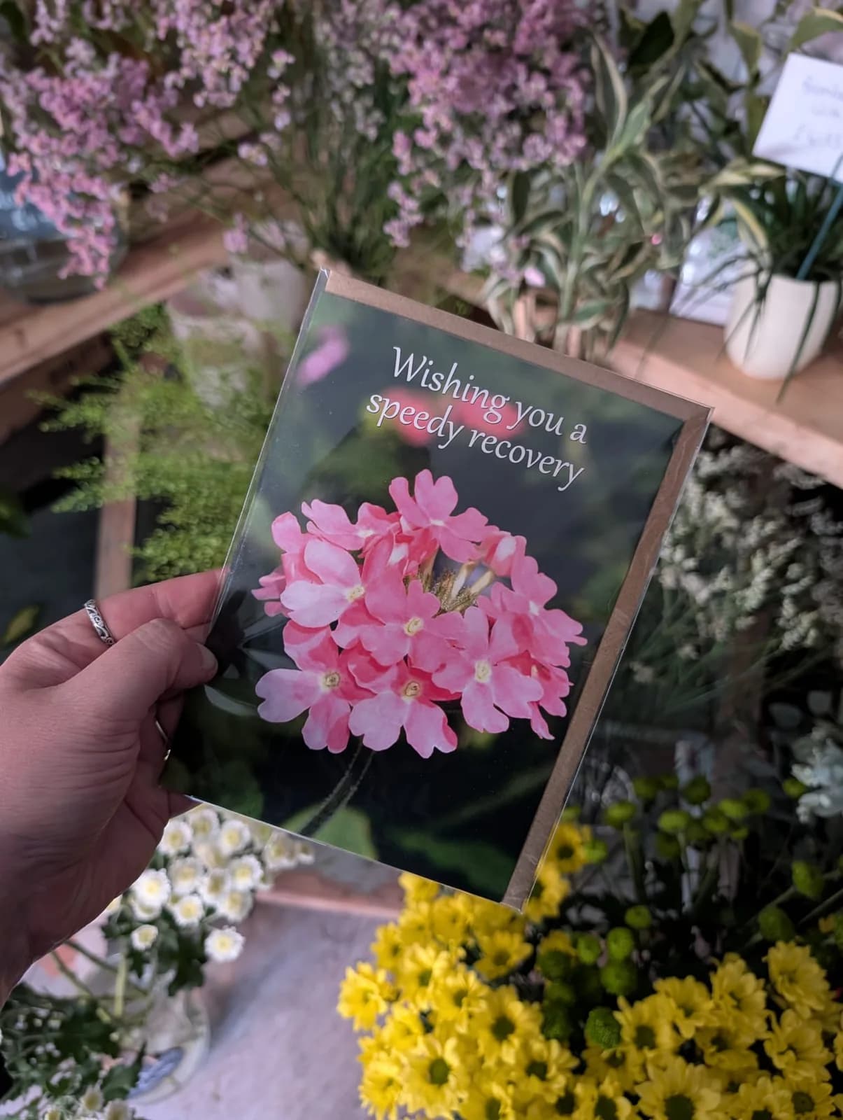 A floral get-well greeting card