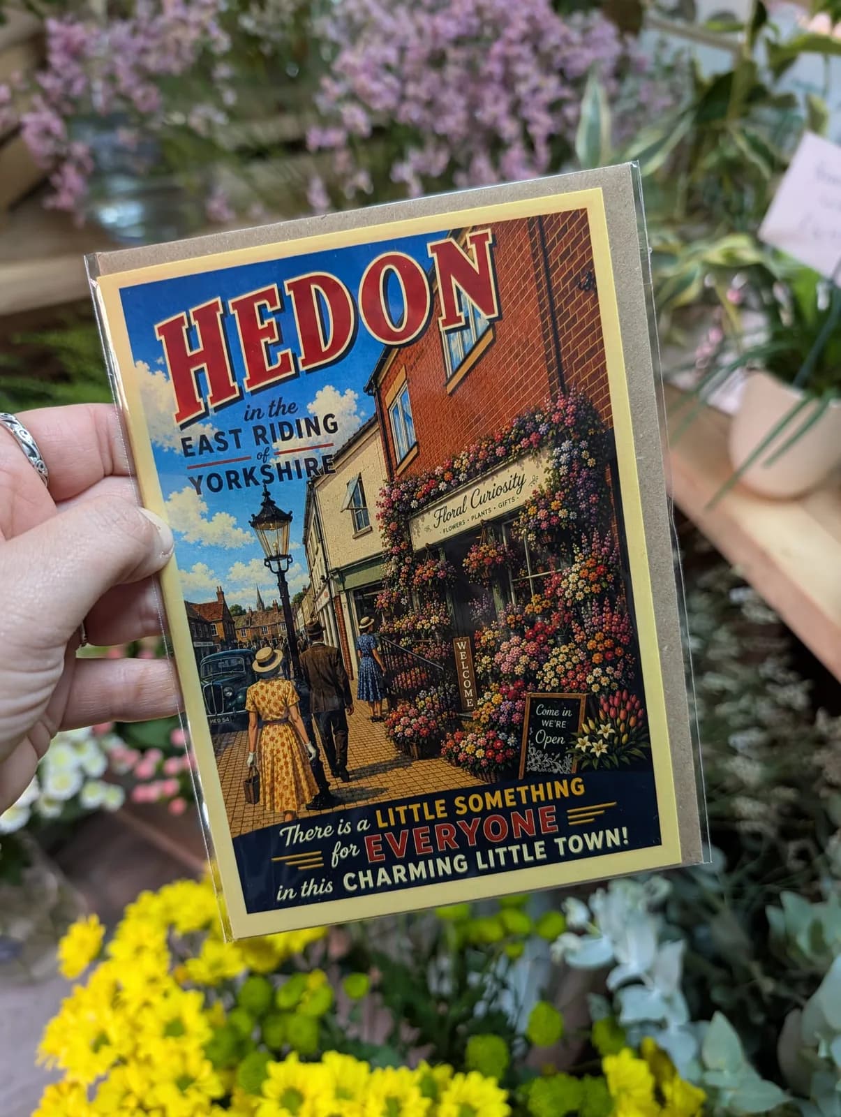Illustrated Hedon greeting card