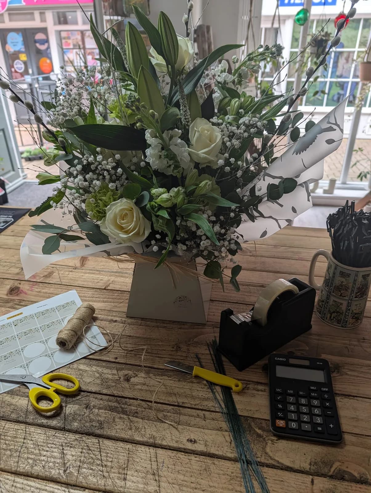 Luxury neutral flower box arrangement by Floral Curiosity